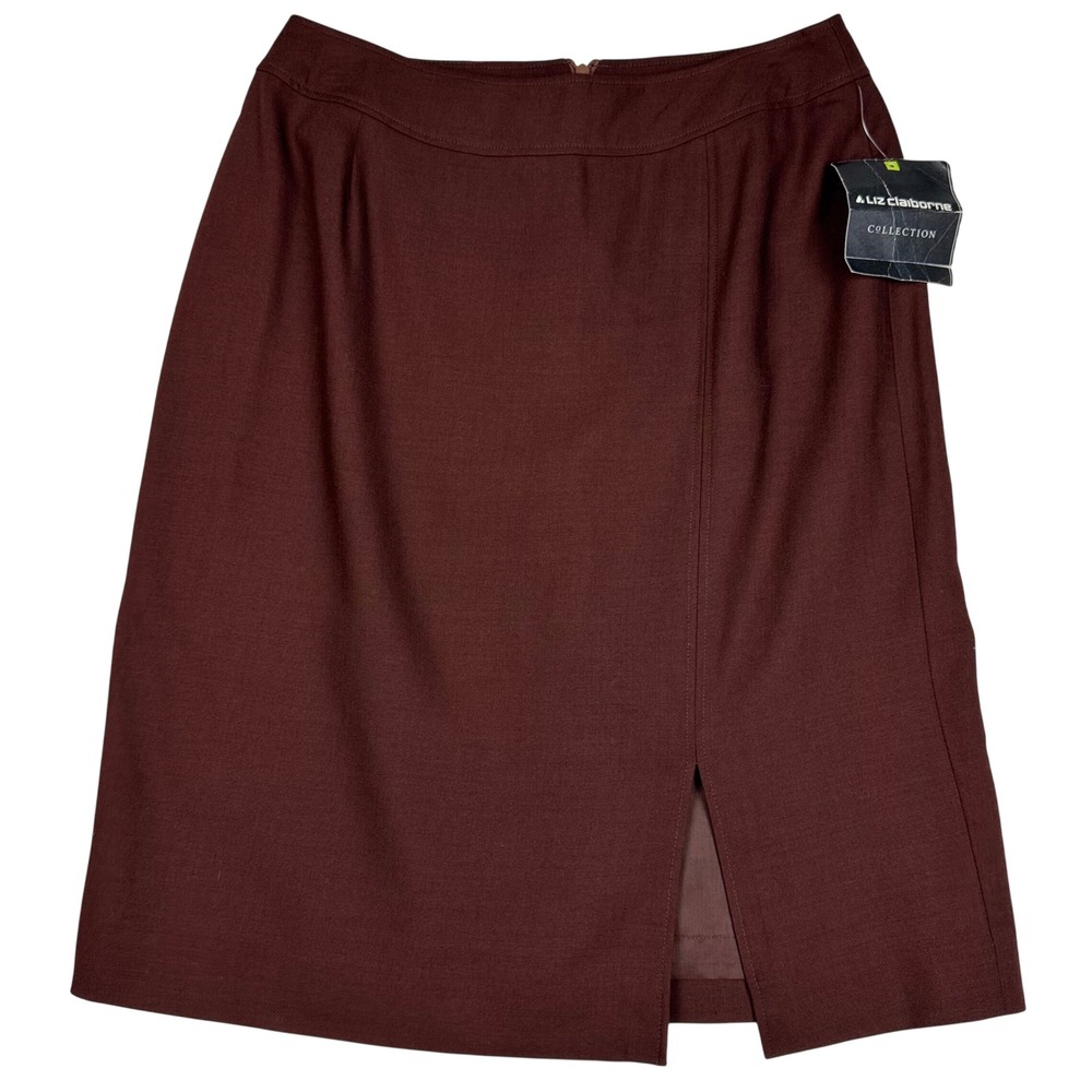 NWT Liz Claiborne Collection Profound Simplicity Skirt A-Line Size 10 Brown Wool